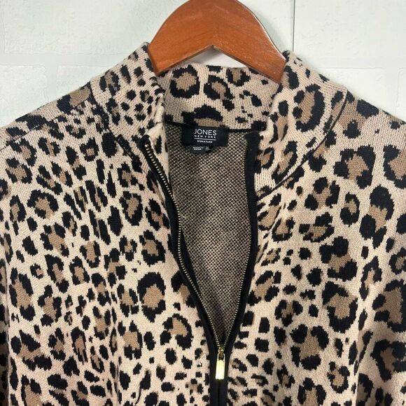 Jones New York Womens Full Zip Poncho size Small/Medium Leopard Print - Picture 2 of 13